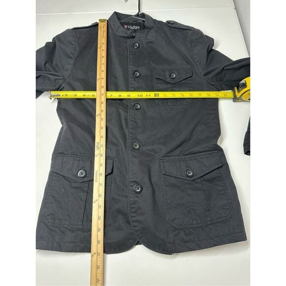 Guess Military Coat Jacket Men’s Button Up Field Black Size S Lined - Picture 9 of 15